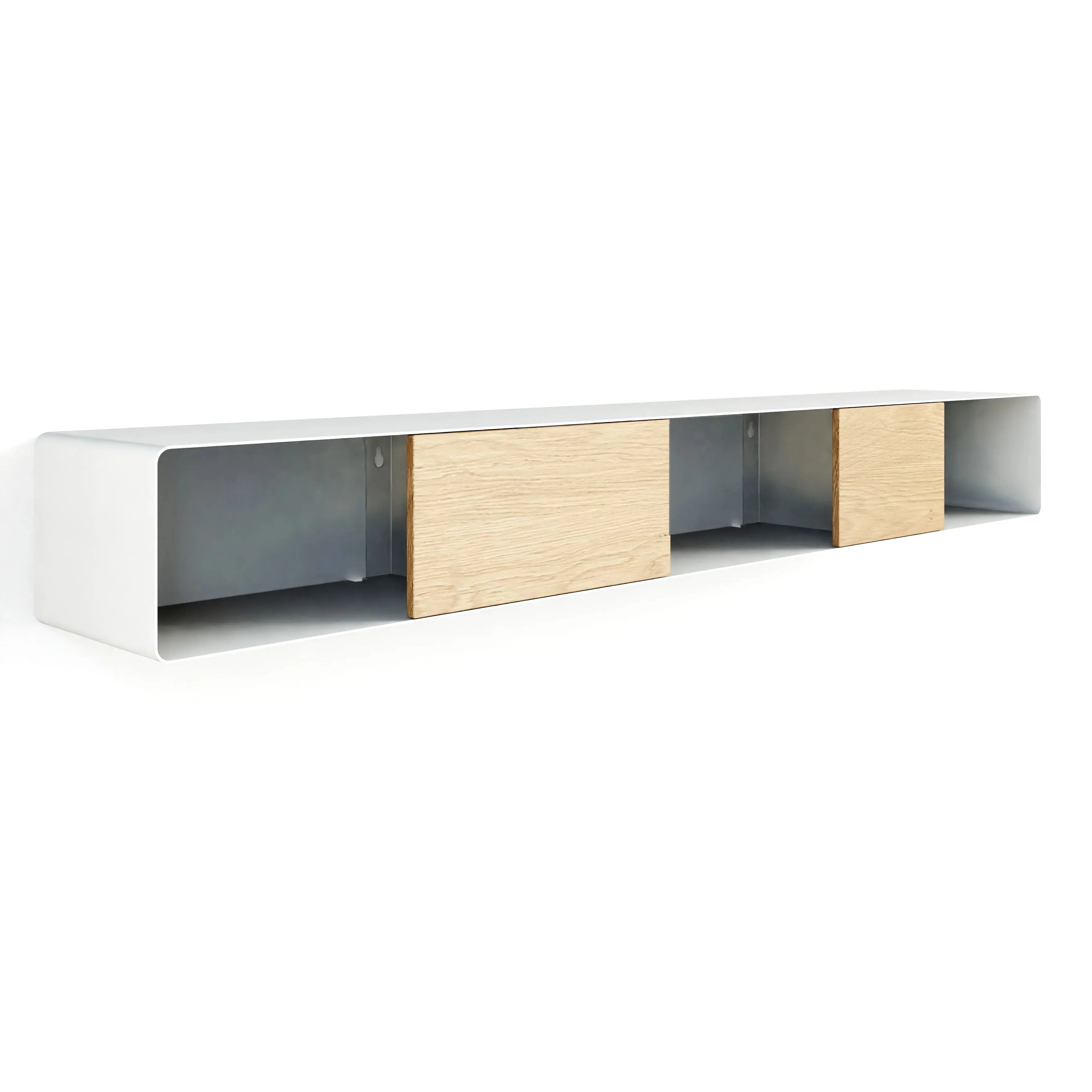 RIVA Wall-Mounted Console Table – Metal & Natural Oak
