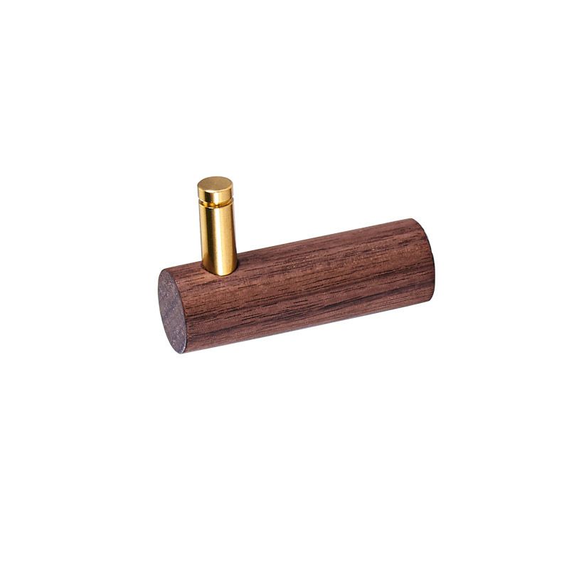 4 Pcs Wooden Wall Hooks Coat Hooks Hangers Wall Mounted Brass Decorative Wall Hooks Towel Hook, Walnut Wall Hooks(L-Shaped,Walnut)-4