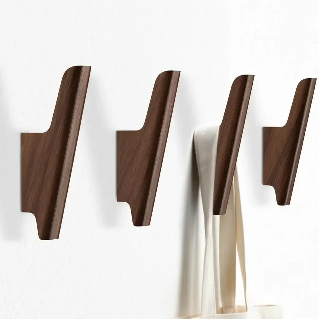 Walnut wall hooks 4 Pack Coat Hooks Wall Mount Hooks for Hanging Hat-0