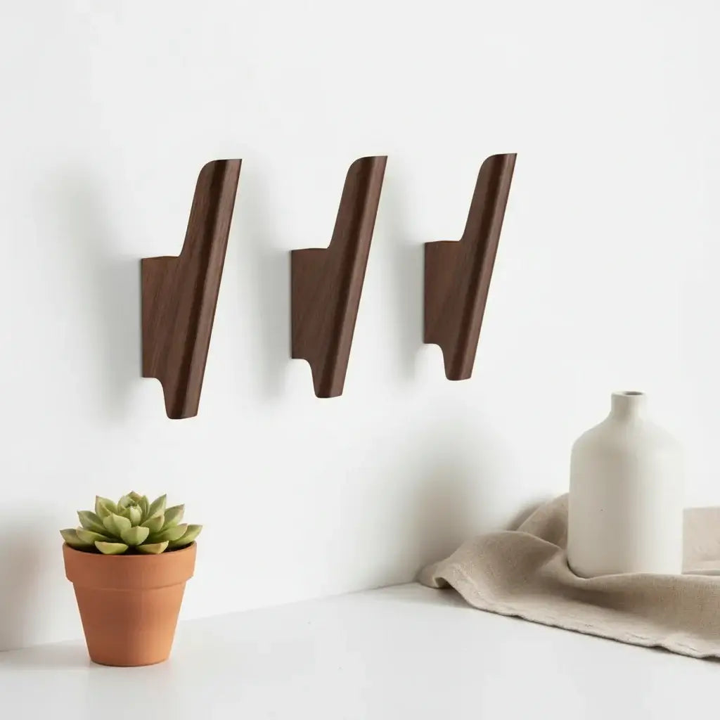 Walnut wall hooks 4 Pack Coat Hooks Wall Mount Hooks for Hanging Hat-1