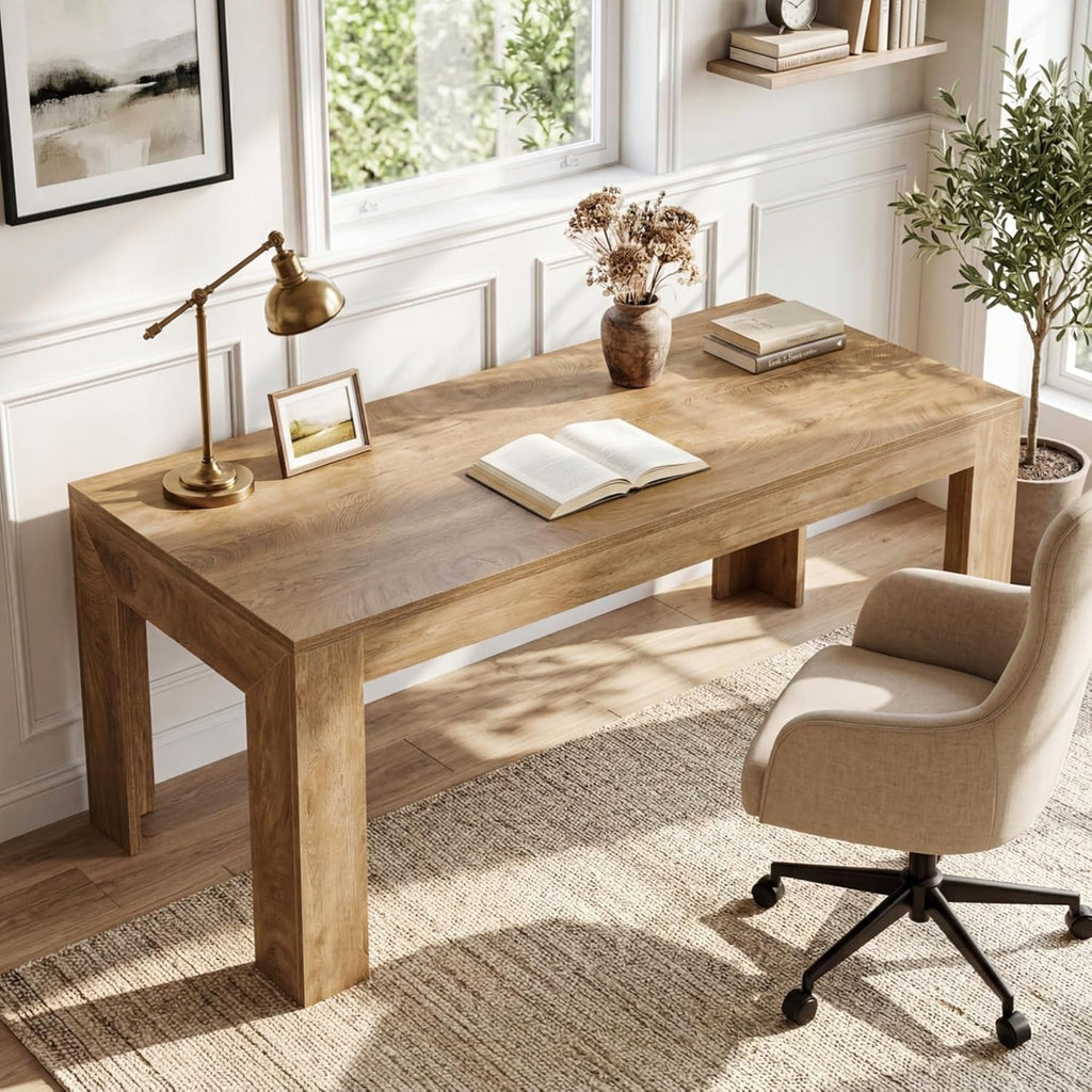 63 Inch Light Brown Interconnected Workstation Desk-0