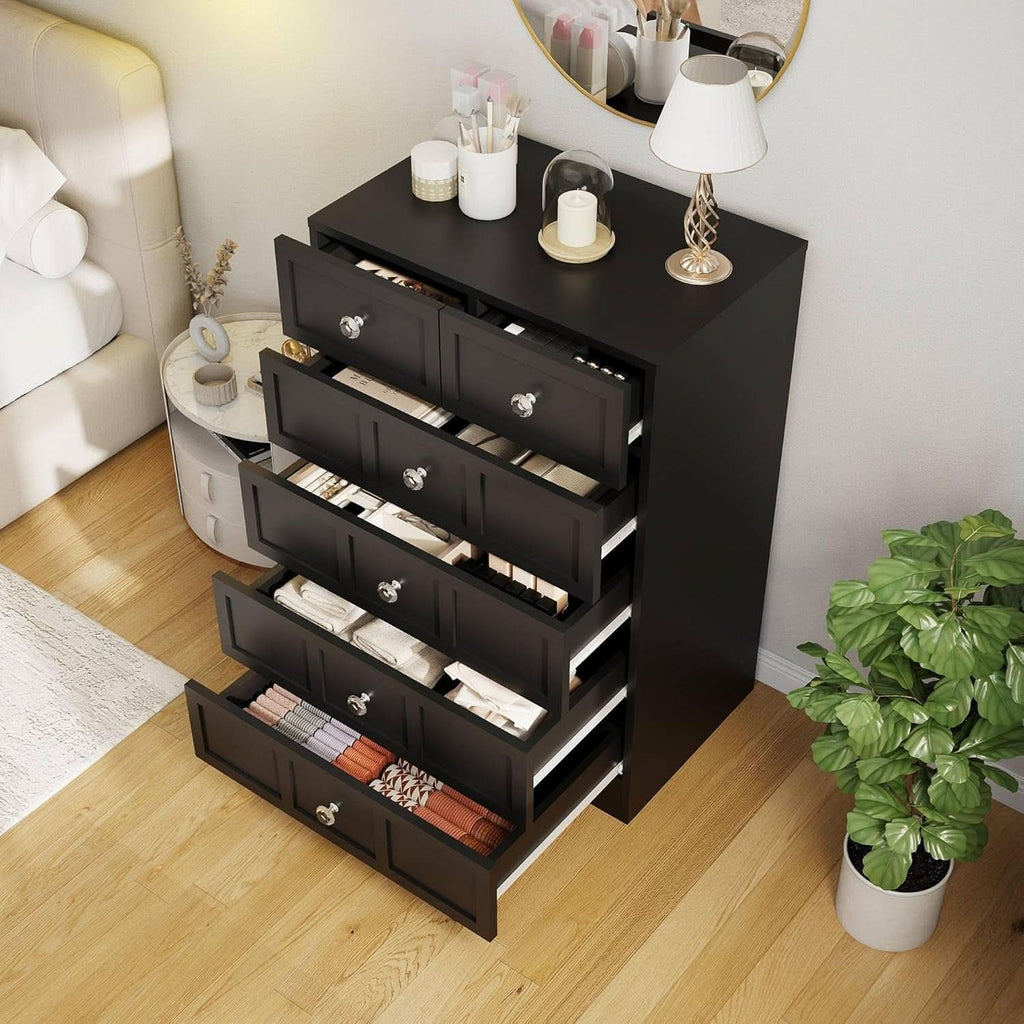 Black Fluted 24 Inch Dresser For Bedroom Storage Solutions-2
