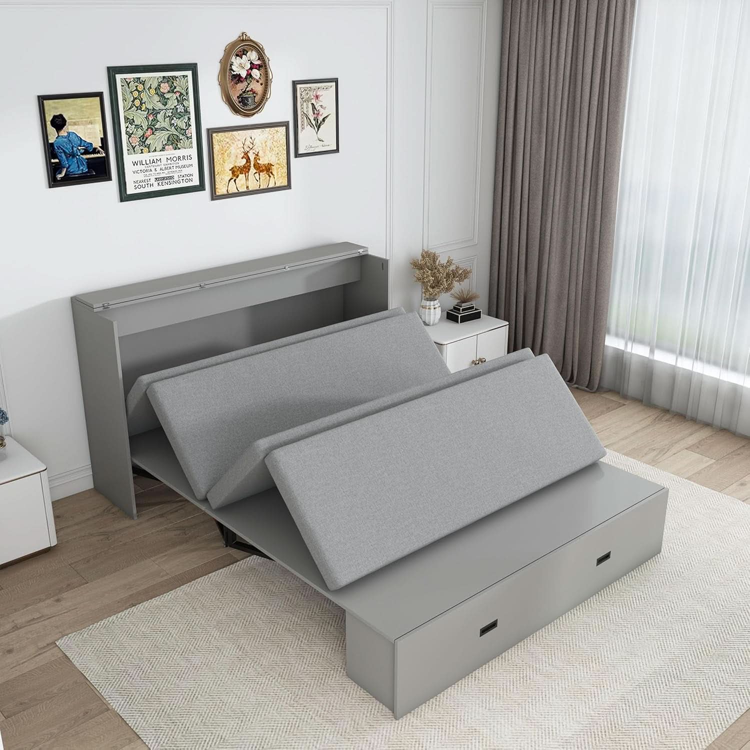 57 Inch Murphy Bed With Integrated Storage Solution-1