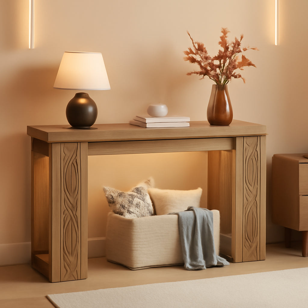 Forty Seven Inch Rustic Console Table With Built In Outlet-0