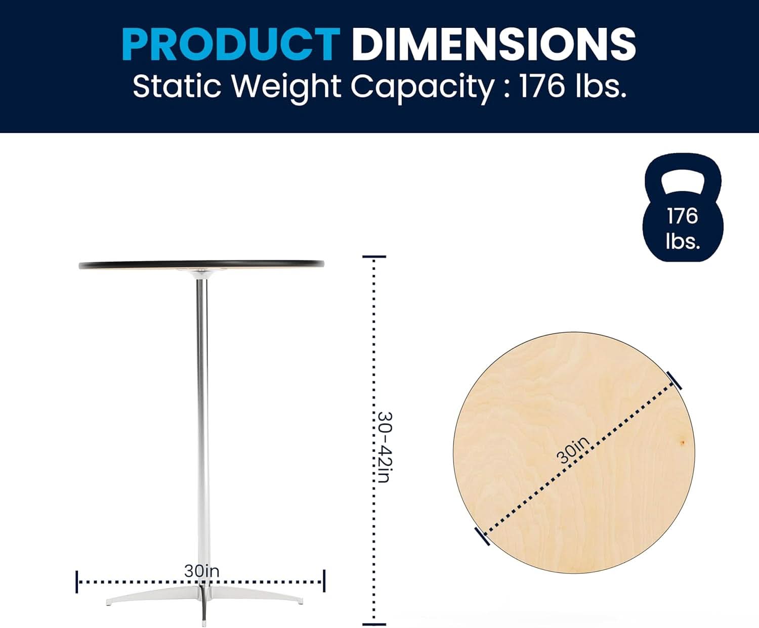 Natural Birch Wood Round Cocktail Table Adjustable-2