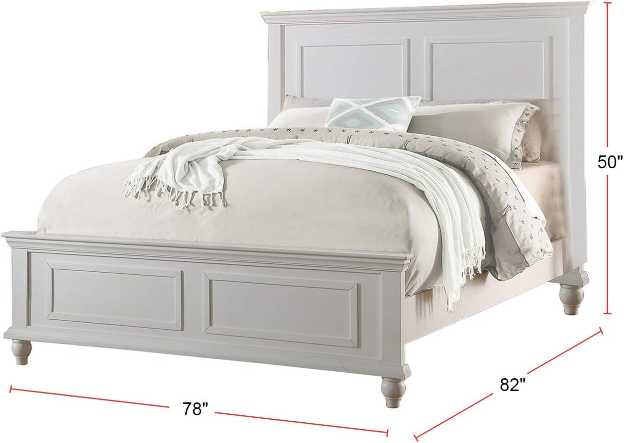 White Eastern King Size Contemporary Platform Bedstead-1