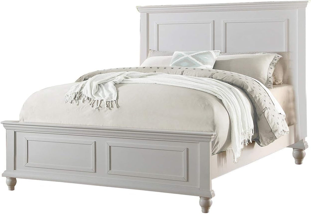 White Eastern King Size Contemporary Platform Bedstead-2
