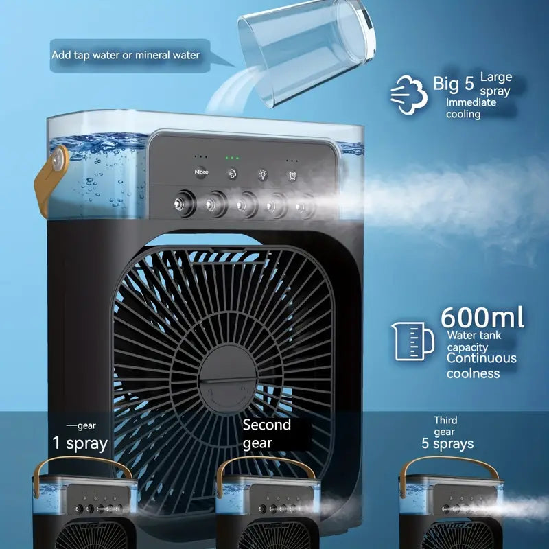 Portable Mini Air Cooler Fan with Humidifier – USB Personal Evaporative Cooler for Home & Office