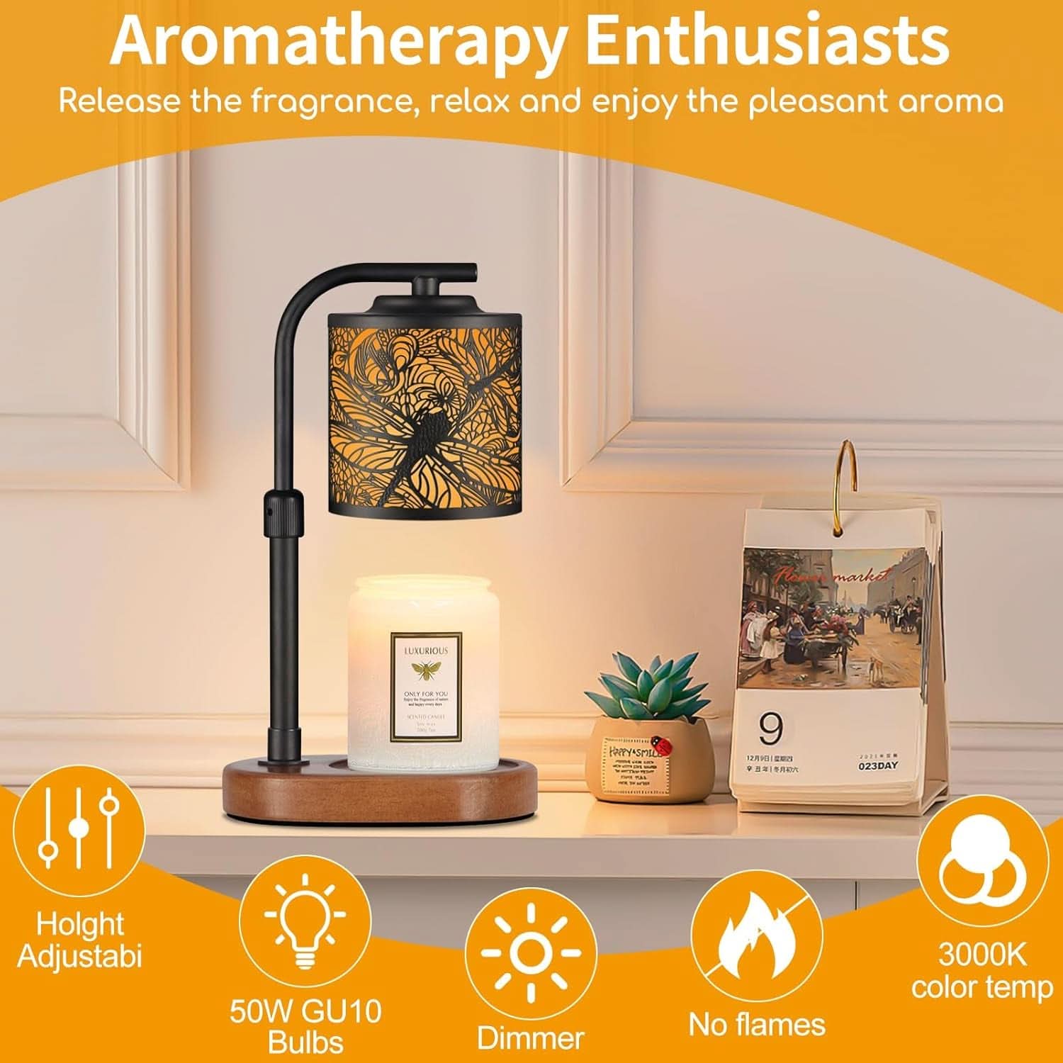 Dragonfly Copper Candle Warmer Lampshade With Timer-3