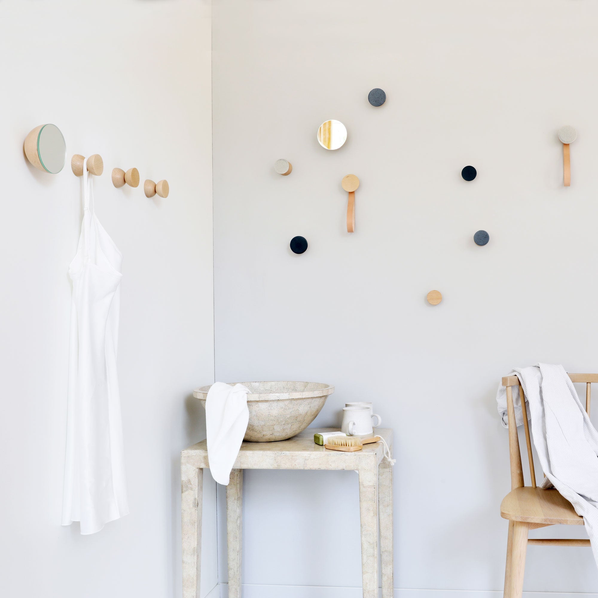 Set of Hooks - Geometric Beech Wood Wall Mounted Coat Hook / Knob-4