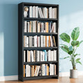 All Metal Five Tier Bookcase Matte Black Industrial-0