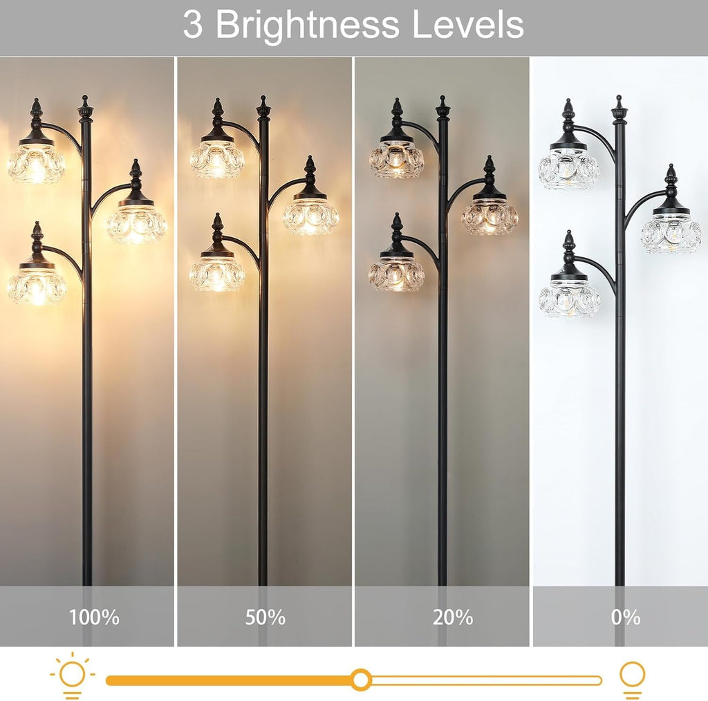 Black 66Inch Tall Floor Lamp Dimmable Bulbs Included-2