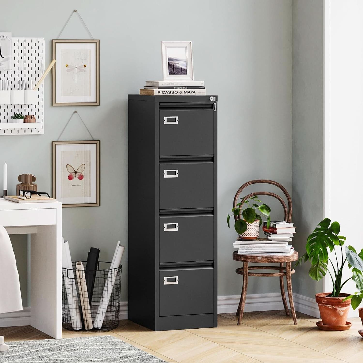 Four Drawer Filing Cabinet With Lock For Home Office-1