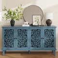 Vintage Sixty Inch Hollow Carved Console Sideboard-0