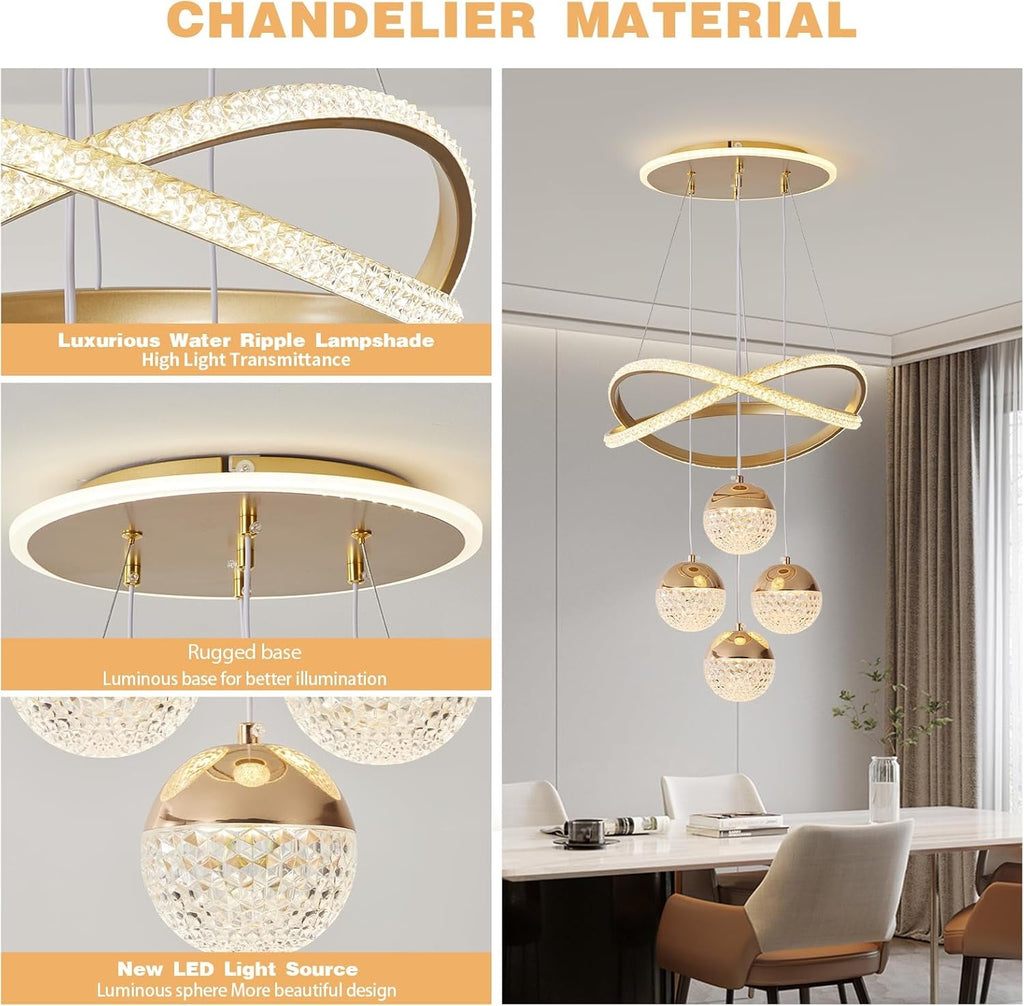 Gold Chandeliers Pendant Light Dimmable Three Color-1
