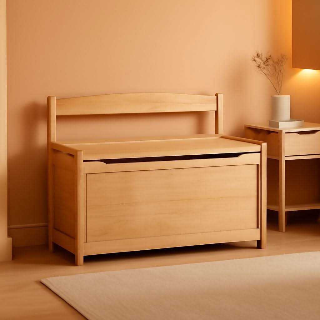 Blonde Premium Wood Toy Chest With Generous Storage Capacity-0