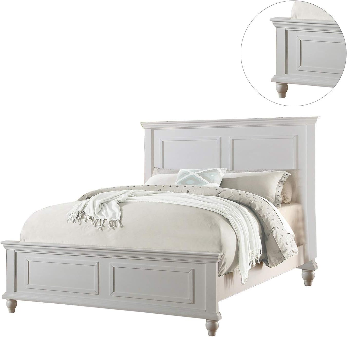 White Eastern King Size Contemporary Platform Bedstead-3