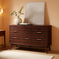 Dark Walnut Contemporary Fluted Six Drawer Dresser-0