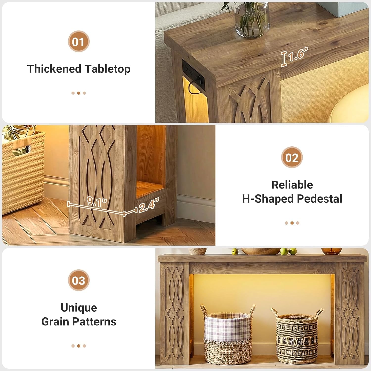 Forty Seven Inch Rustic Console Table With Built In Outlet-2