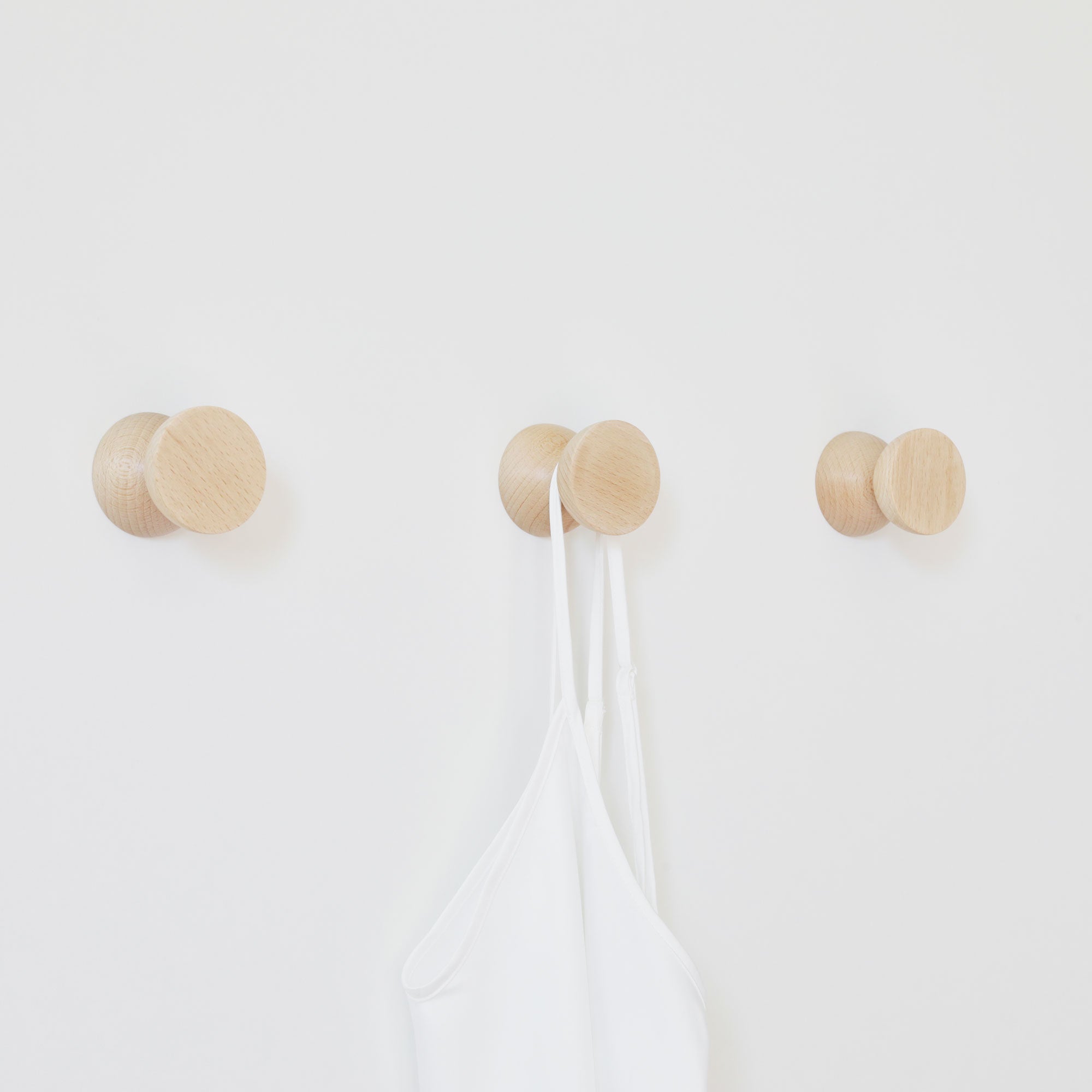 Set of Hooks - Geometric Beech Wood Wall Mounted Coat Hook / Knob-1