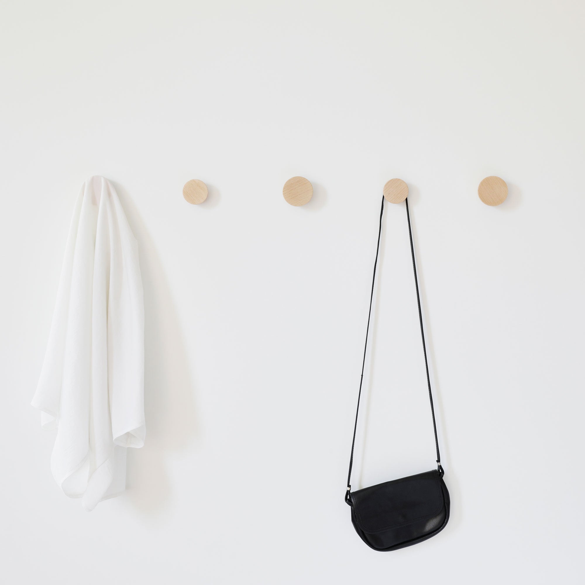 Set of Hooks - Round Beech Wood Wall Mounted Coat Hook / Knob-2